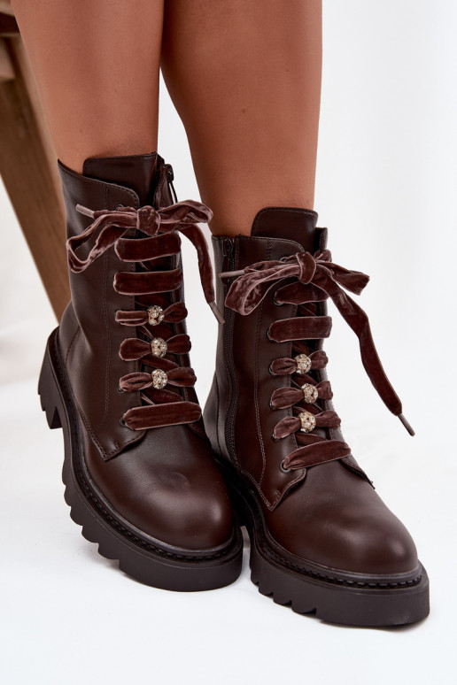 sich Zuarm laufen Damenstiefel Mit Dekorationen Schnürungm CzekoladoZue Elindra sich Zuarm laufen Damenstiefel Mit Dekorationen Schnürungm CzekoladoZue Elindra