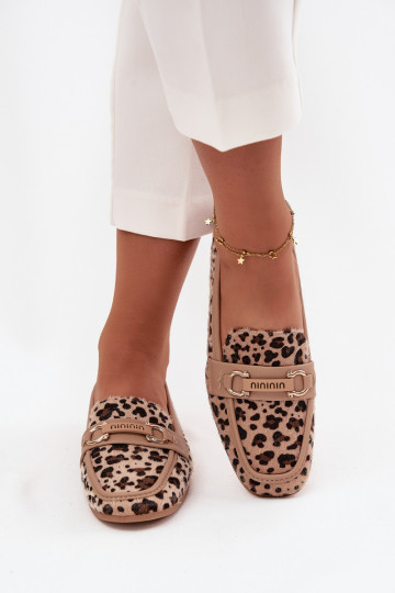 Mocassins Mocassins Féminin Avec des décorations Élément avec des motifs en fourrure de léopard beige Evelora 2
