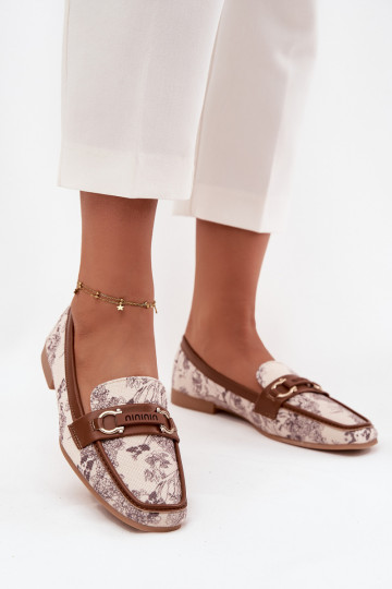 À motifs Mocassins Mocassins Féminin Avec des décorations Élément beige-marron Evelora 2