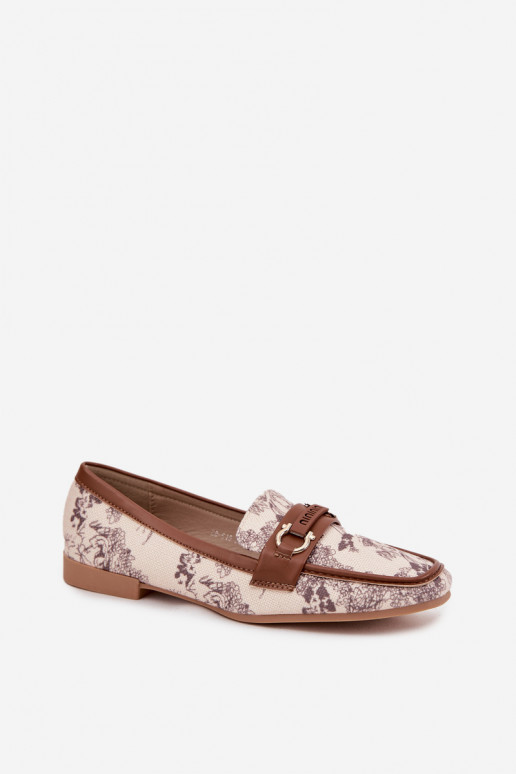 À motifs Mocassins Mocassins Féminin Avec des décorations Élément beige-marron Evelora À motifs Mocassins Mocassins Féminin Avec des décorations Élément beige-marron Evelora