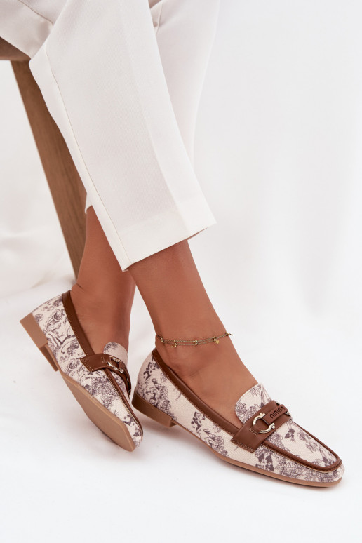 À motifs Mocassins Mocassins Féminin Avec des décorations Élément beige-marron Evelora À motifs Mocassins Mocassins Féminin Avec des décorations Élément beige-marron Evelora