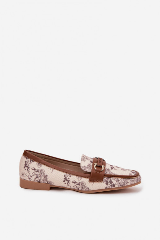 À motifs Mocassins Mocassins Féminin Avec des décorations Élément beige-marron Evelora À motifs Mocassins Mocassins Féminin Avec des décorations Élément beige-marron Evelora