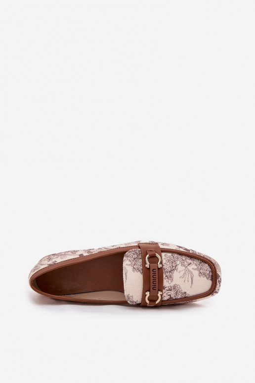 À motifs Mocassins Mocassins Féminin Avec des décorations Élément beige-marron Evelora À motifs Mocassins Mocassins Féminin Avec des décorations Élément beige-marron Evelora