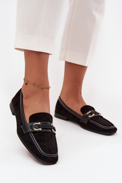 Mocassins Mocassins Féminin Avec des décorations Élément couleur noire Evelora Mocassins Mocassins Féminin Avec des décorations Élément couleur noire Evelora