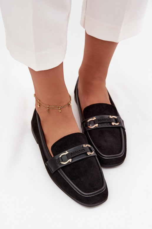 Mocassins Mocassins Féminin Avec des décorations Élément couleur noire Evelora Mocassins Mocassins Féminin Avec des décorations Élément couleur noire Evelora
