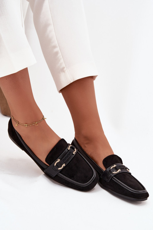 Mocassins Mocassins Féminin Avec des décorations Élément couleur noire Evelora Mocassins Mocassins Féminin Avec des décorations Élément couleur noire Evelora