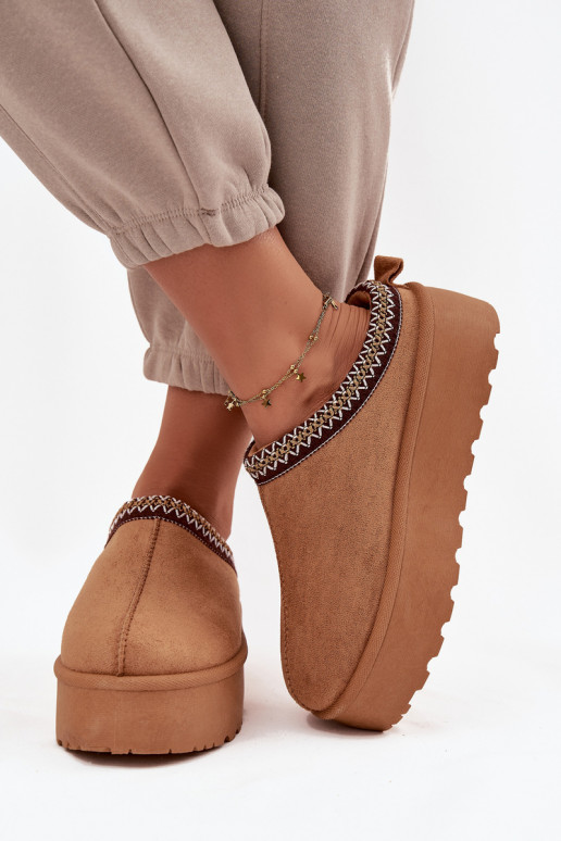 SneeuIn laarzen Dames Met sierlijk Haftem bruine kleur Jenira