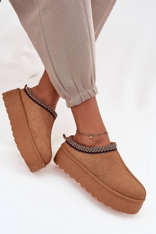 SneeuIn laarzen Dames Met sierlijk Haftem bruine kleur Jenira