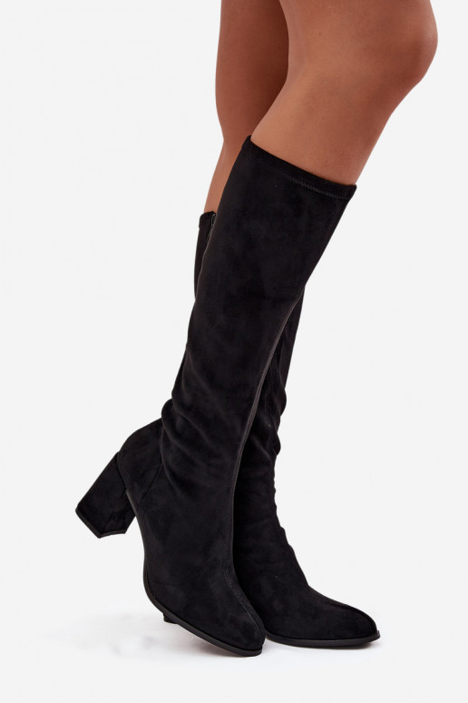 Damenstiefel mit Absätzenaus Öko-INildlederu schZuarze Farbe Yelisse Damenstiefel mit Absätzenaus Öko-INildlederu schZuarze Farbe Yelisse