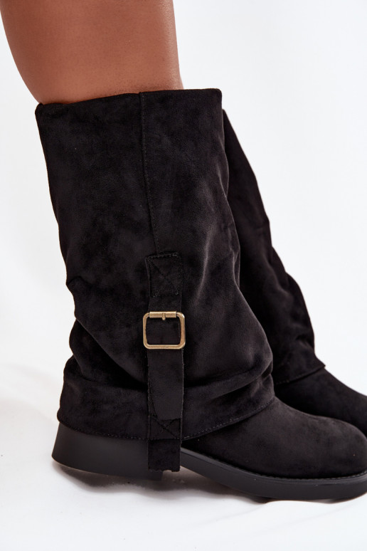 bottes pour femmesDANSyÀiniętą CholeÀką Mi-mollet avec boucles couleur noire Minelle