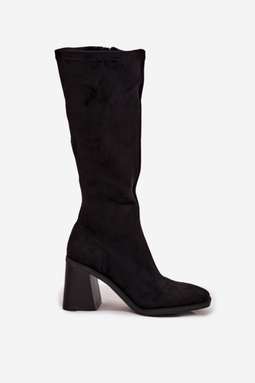 bottes pour femmes Sur un énorme poteau en daim écologiqueoÀe couleur noire Traven bottes pour femmes Sur un énorme poteau en daim écologiqueoÀe couleur noire Traven