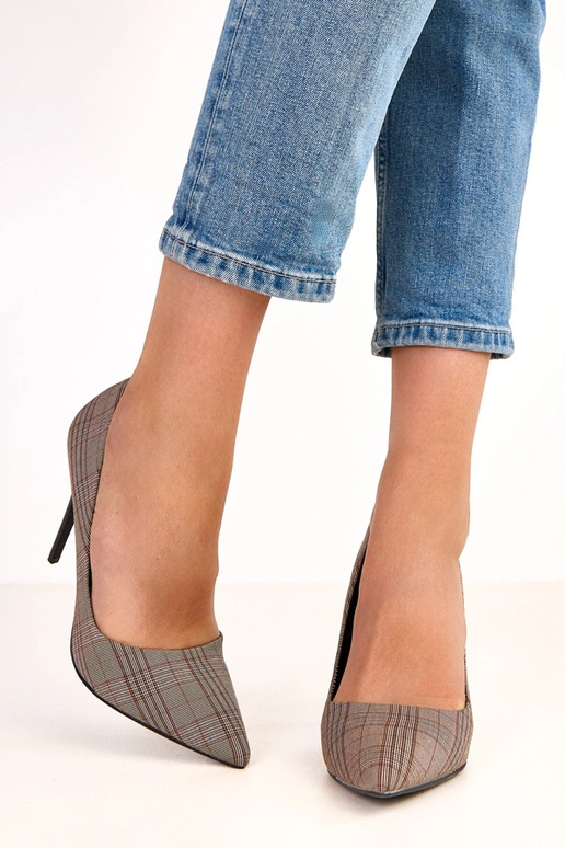Talons aiguilles gris à carreaux Paula Talons aiguilles gris à carreaux Paula