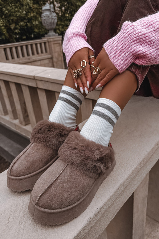 SneeuIn laarzen Dames met platform met bont I Haftem beige Querina SneeuIn laarzen Dames met platform met bont I Haftem beige Querina