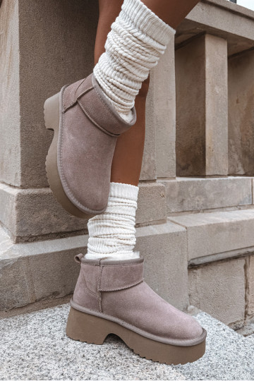 Bottes de neige FémininActivéturalnego en daimu réchauffer avec de la fourrure à l intérieur couleur kaki Milora