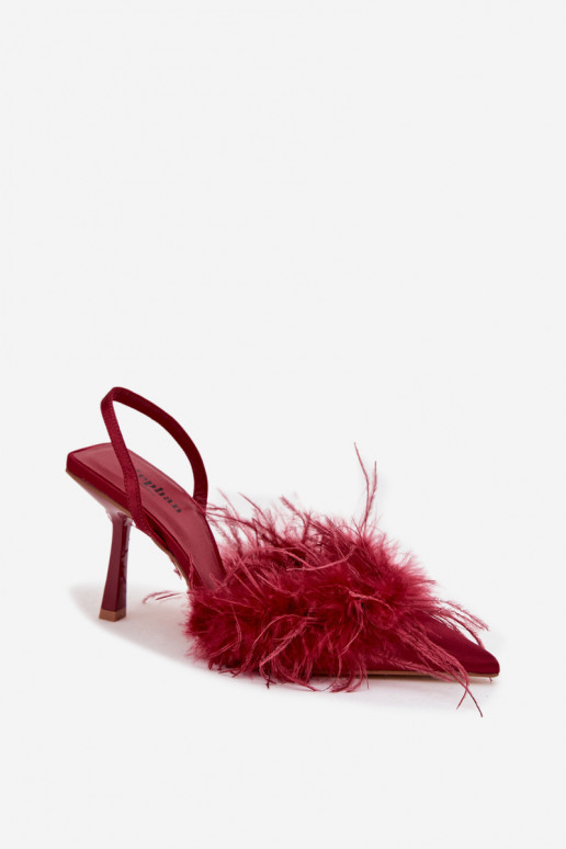 hochhackige Schuhe mit Federn I Odkrytą Piętą Burgund Belice hochhackige Schuhe mit Federn I Odkrytą Piętą Burgund Belice