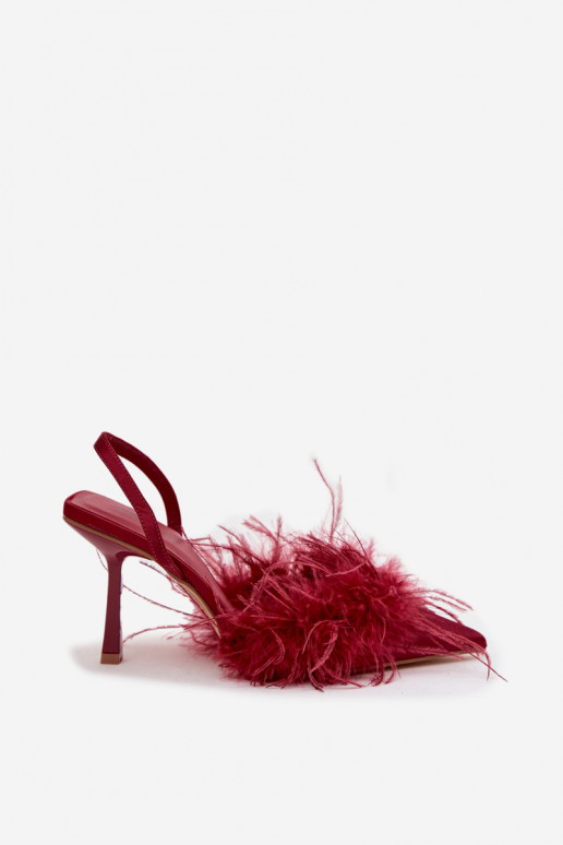 hochhackige Schuhe mit Federn I Odkrytą Piętą Burgund Belice hochhackige Schuhe mit Federn I Odkrytą Piętą Burgund Belice