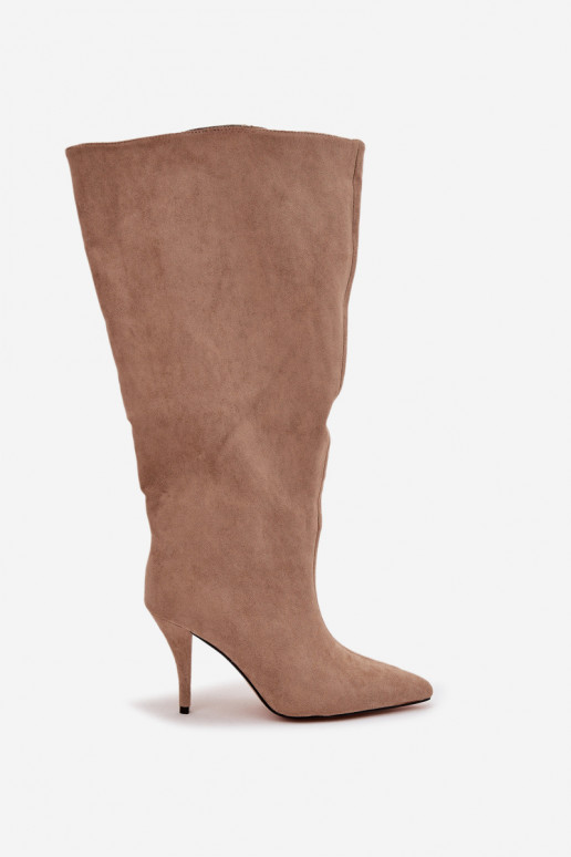 Ein überzeugendes Stilvollll Damenstiefel mit dünnen Absätzenaus Öko-INildlederu Beige Noretta Ein überzeugendes Stilvollll Damenstiefel mit dünnen Absätzenaus Öko-INildlederu Beige Noretta