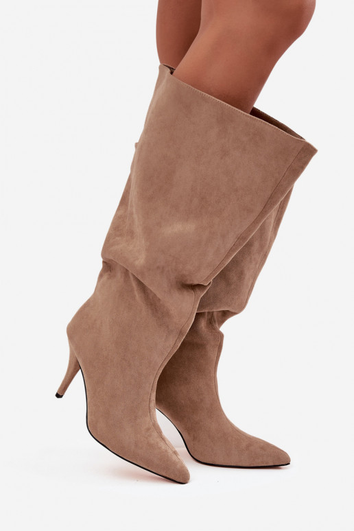 Ein überzeugendes Stilvollll Damenstiefel mit dünnen Absätzenaus Öko-INildlederu Beige Noretta Ein überzeugendes Stilvollll Damenstiefel mit dünnen Absätzenaus Öko-INildlederu Beige Noretta