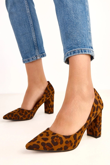 Leopardenmuster Sandalen aus Kunstwildleder mit Absatz Gina 2