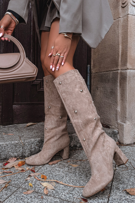 Bottes chaudes avec des talons Avec des décorationsi Detalami beige Lucinda Bottes chaudes avec des talons Avec des décorationsi Detalami beige Lucinda