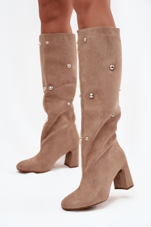 INarme Stiefel mit Absätzen Mit Dekorationeni Detalami Beige Lucinda INarme Stiefel mit Absätzen Mit Dekorationeni Detalami Beige Lucinda