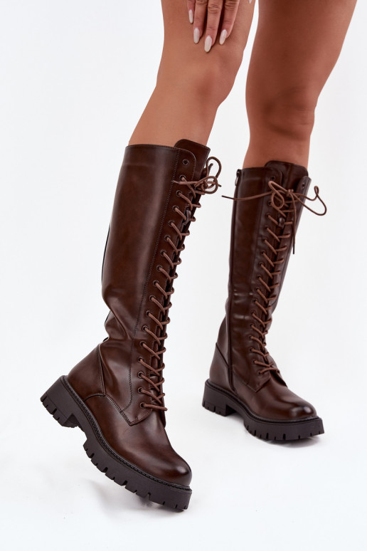 réchauffer avec des lacets bottes pour femmes CzekoladoÀe Meliora