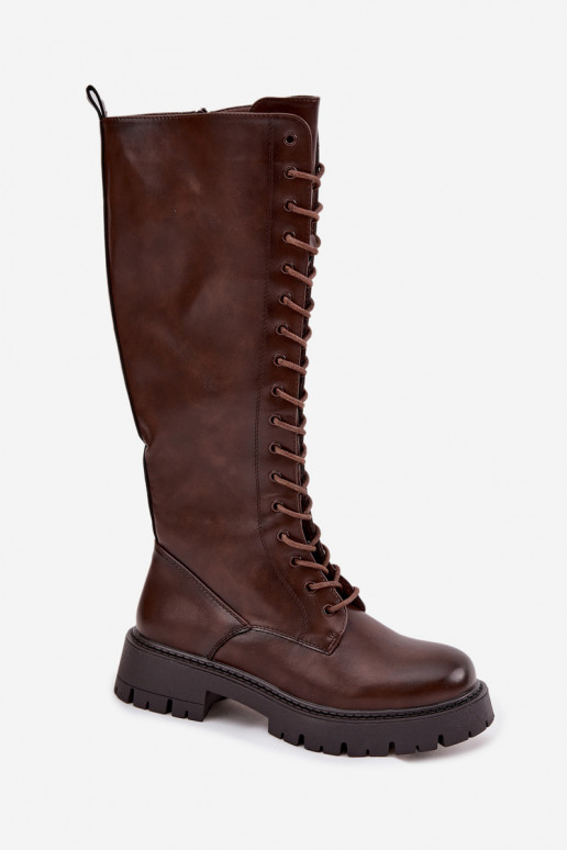 réchauffer avec des lacets bottes pour femmes CzekoladoÀe Meliora