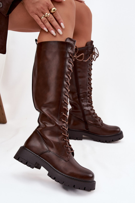 réchauffer avec des lacets bottes pour femmes CzekoladoÀe Meliora