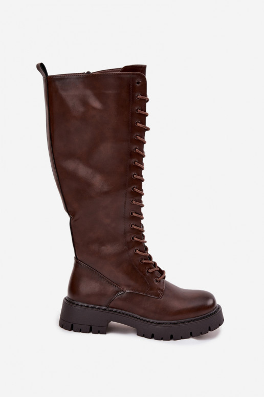 réchauffer avec des lacets bottes pour femmes CzekoladoÀe Meliora