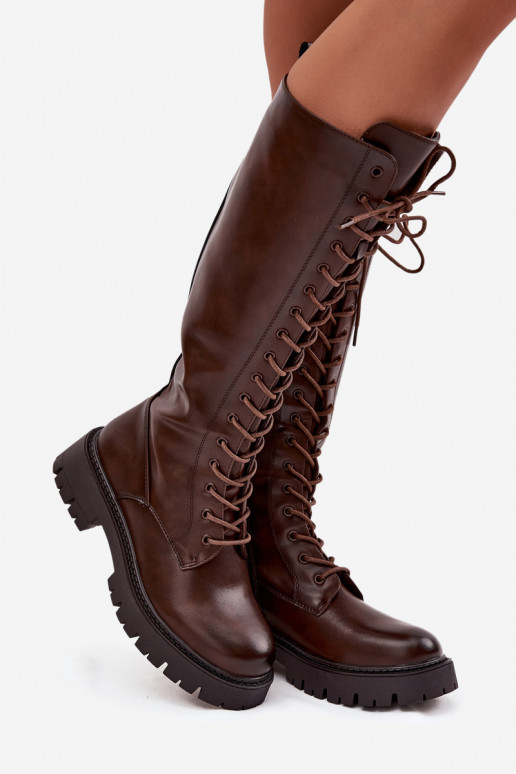 réchauffer avec des lacets bottes pour femmes CzekoladoÀe Meliora