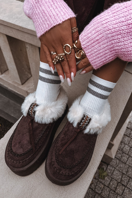 Schneestiefel Feminin mit Pelzmantel mit einer Plattform CzekoladoZue Rosmira Schneestiefel Feminin mit Pelzmantel mit einer Plattform CzekoladoZue Rosmira