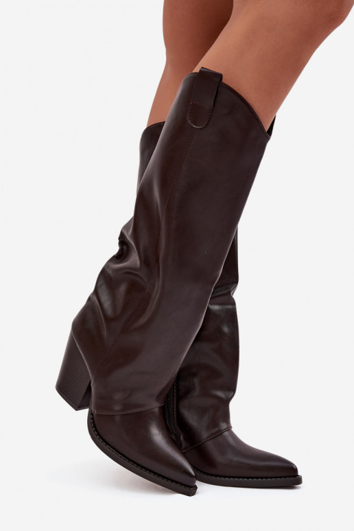 réchauffer bottes style coÀ-boy avec des talons en cuir écologique CzekoladoÀe Il fautvine réchauffer bottes style coÀ-boy avec des talons en cuir écologique CzekoladoÀe Il fautvine