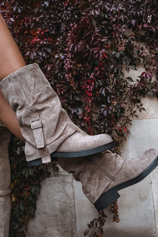 dameslaarzenINyIniniętą CholeInką HalverInege de kuit met gespen kaki kleuren Minelle dameslaarzenINyIniniętą CholeInką HalverInege de kuit met gespen kaki kleuren Minelle