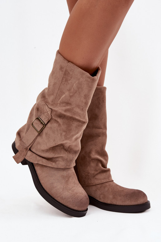 bottes pour femmesDANSyÀiniętą CholeÀką Mi-mollet avec boucles couleur kaki Minelle