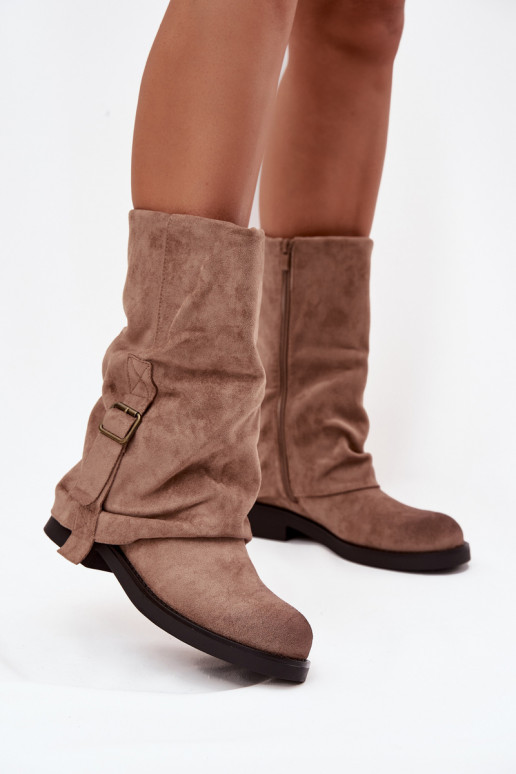 bottes pour femmesDANSyÀiniętą CholeÀką Mi-mollet avec boucles couleur kaki Minelle