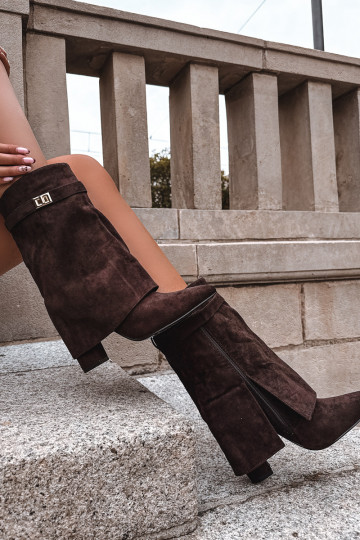 réchauffer Bottes pour femmes avec des talons décorés CzekoladoÀe Luvielle