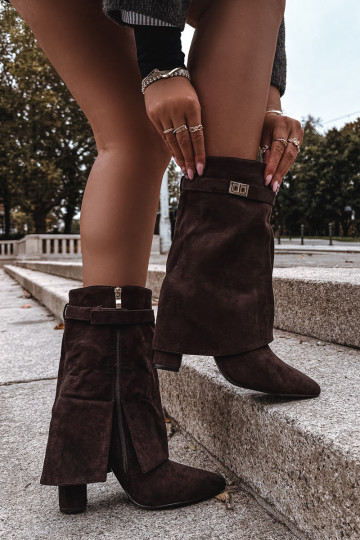 réchauffer Bottes pour femmes avec des talons décorés CzekoladoÀe Luvielle 2