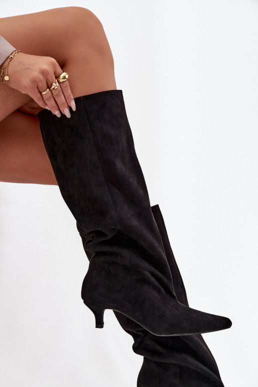 bottes pour femmes avec des talonsen daim écologiqueu couleur noire Pheona bottes pour femmes avec des talonsen daim écologiqueu couleur noire Pheona