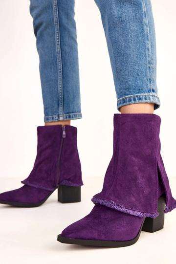 Bottines violettes à talon avec tige repliée Felicia