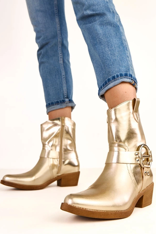 Gouden cowboylaarzen met hak en... Gouden cowboylaarzen met hak en...