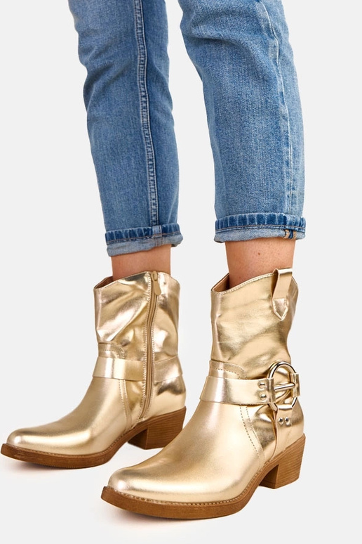 Gouden cowboylaarzen met hak en... Gouden cowboylaarzen met hak en...