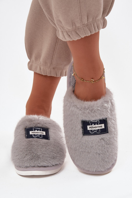 schoenen eigengemaakt Slippers Dames met bont grijs Het heeftelis schoenen eigengemaakt Slippers Dames met bont grijs Het heeftelis