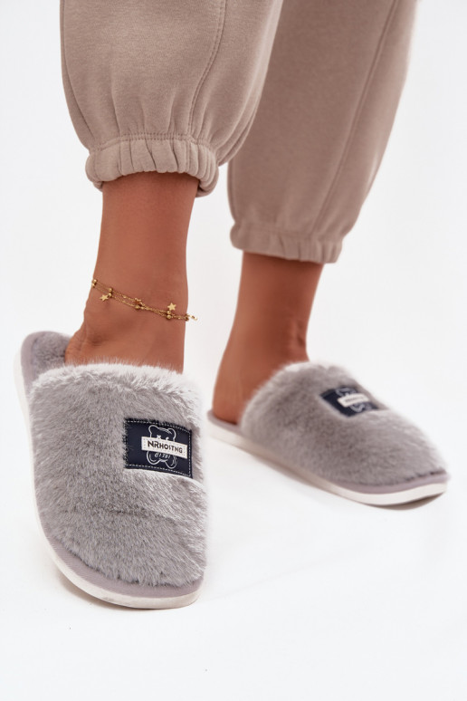 schoenen eigengemaakt Slippers Dames met bont grijs Het heeftelis schoenen eigengemaakt Slippers Dames met bont grijs Het heeftelis