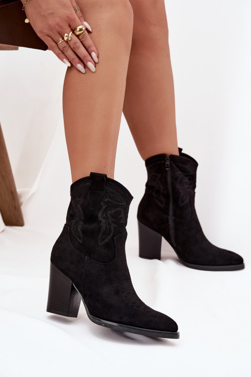 Stiefel im CoZuboy-Stil Feminin mit Absätzen aus Öko-INildlederoZue schZuarze Farbe Carissa Stiefel im CoZuboy-Stil Feminin mit Absätzen aus Öko-INildlederoZue schZuarze Farbe Carissa