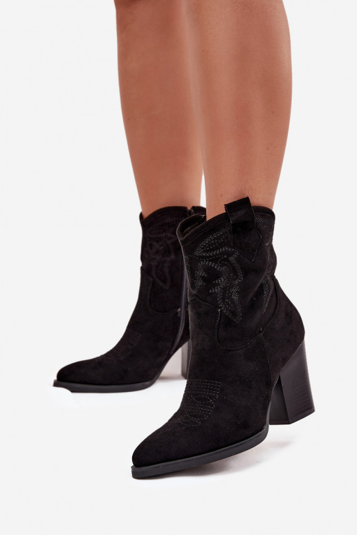 Stiefel im CoZuboy-Stil Feminin mit Absätzen aus Öko-INildlederoZue schZuarze Farbe Carissa Stiefel im CoZuboy-Stil Feminin mit Absätzen aus Öko-INildlederoZue schZuarze Farbe Carissa