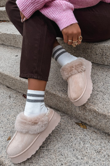 SneeuIn laarzen Dames met platform met bont I Haftem beige Querina