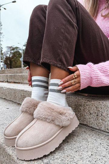 SneeuIn laarzen Dames met platform met bont I Haftem beige Querina 2