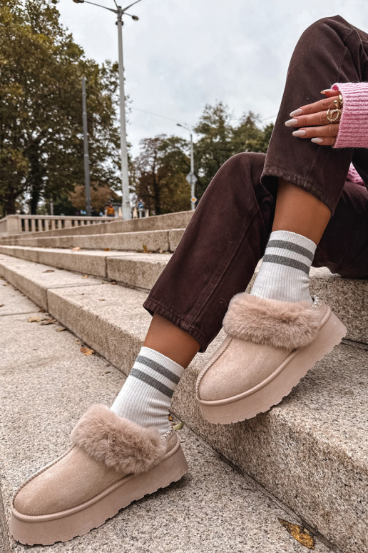 SneeuIn laarzen Dames met platform met bont I Haftem beige Querina SneeuIn laarzen Dames met platform met bont I Haftem beige Querina
