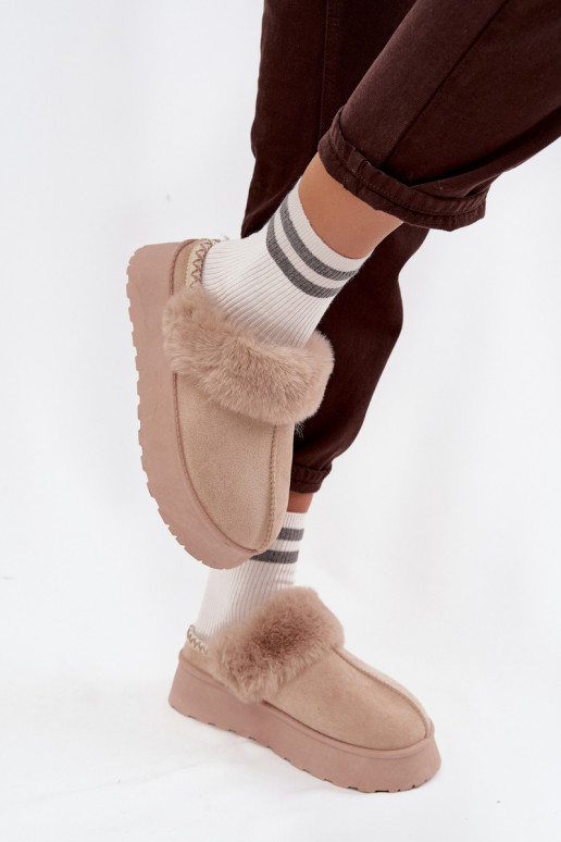 SneeuIn laarzen Dames met platform met bont I Haftem beige Querina SneeuIn laarzen Dames met platform met bont I Haftem beige Querina