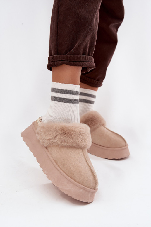 SneeuIn laarzen Dames met platform met bont I Haftem beige Querina SneeuIn laarzen Dames met platform met bont I Haftem beige Querina